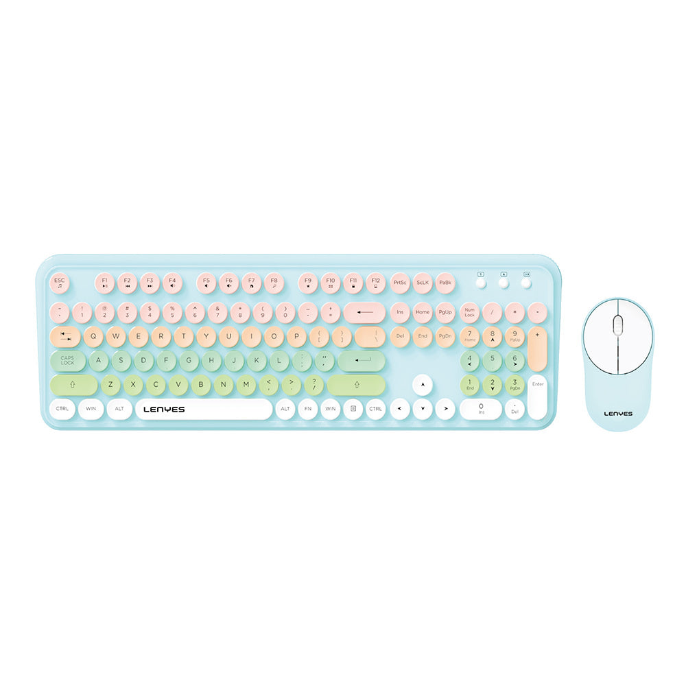 Lenyes WK103 Mekanik 2in1 2.4G Kablosuz Klavye ve 1600 DPI Mouse Seti