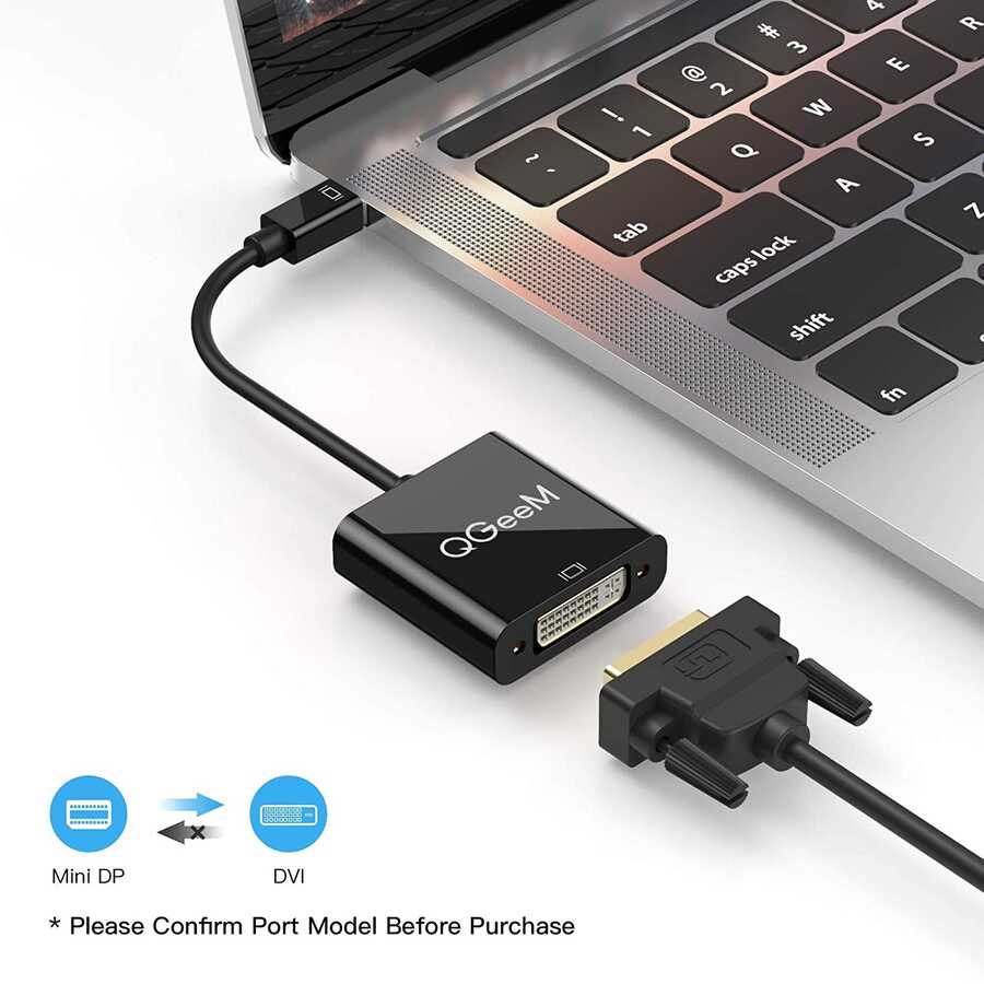 Qgeem QG-HD27 DVI To Mini Display Port Dönüştürücü Siyah