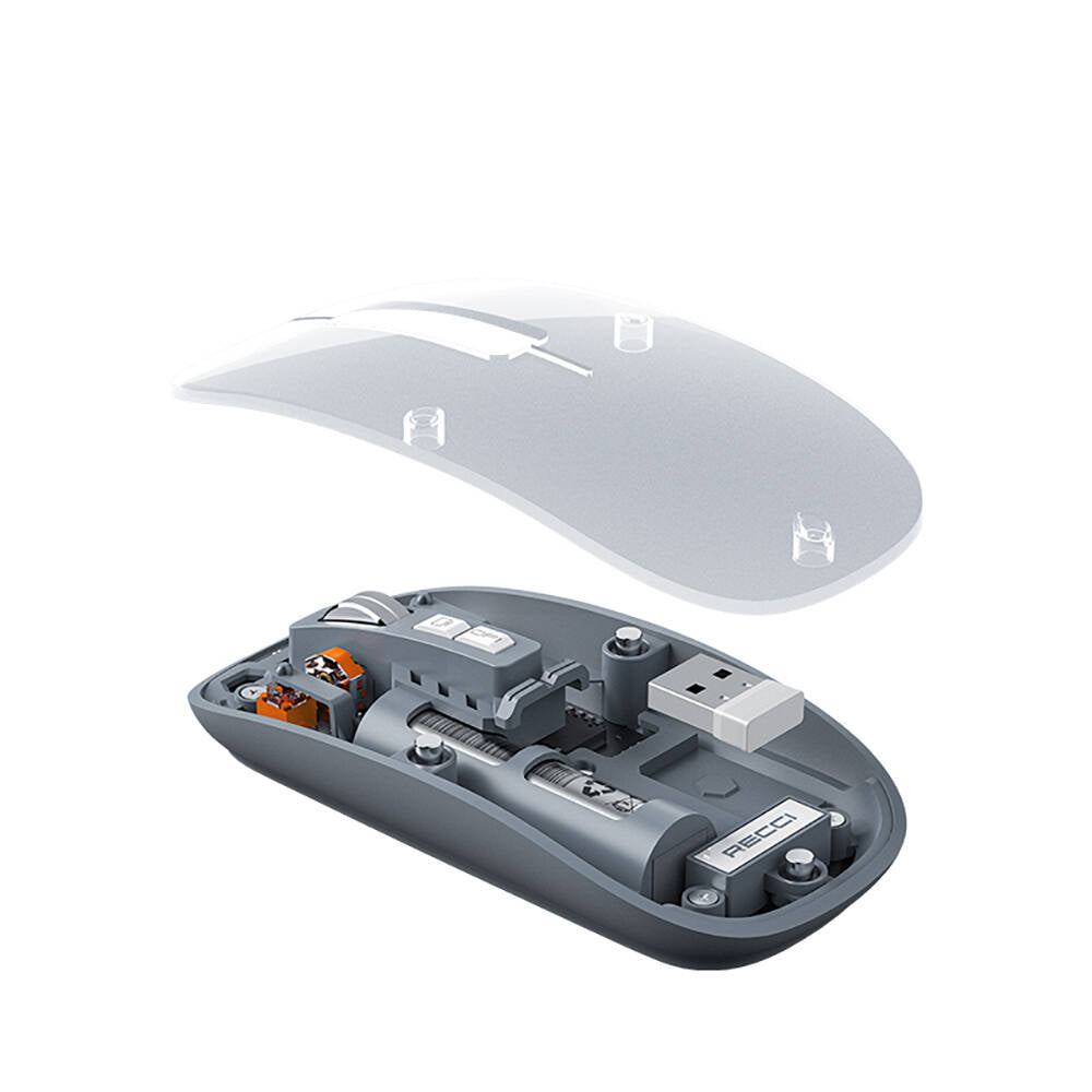 Recci RCS-M01 Space Capsule Serisi Multimod Kablosuz Şeffaf Tasarım Mouse Gri