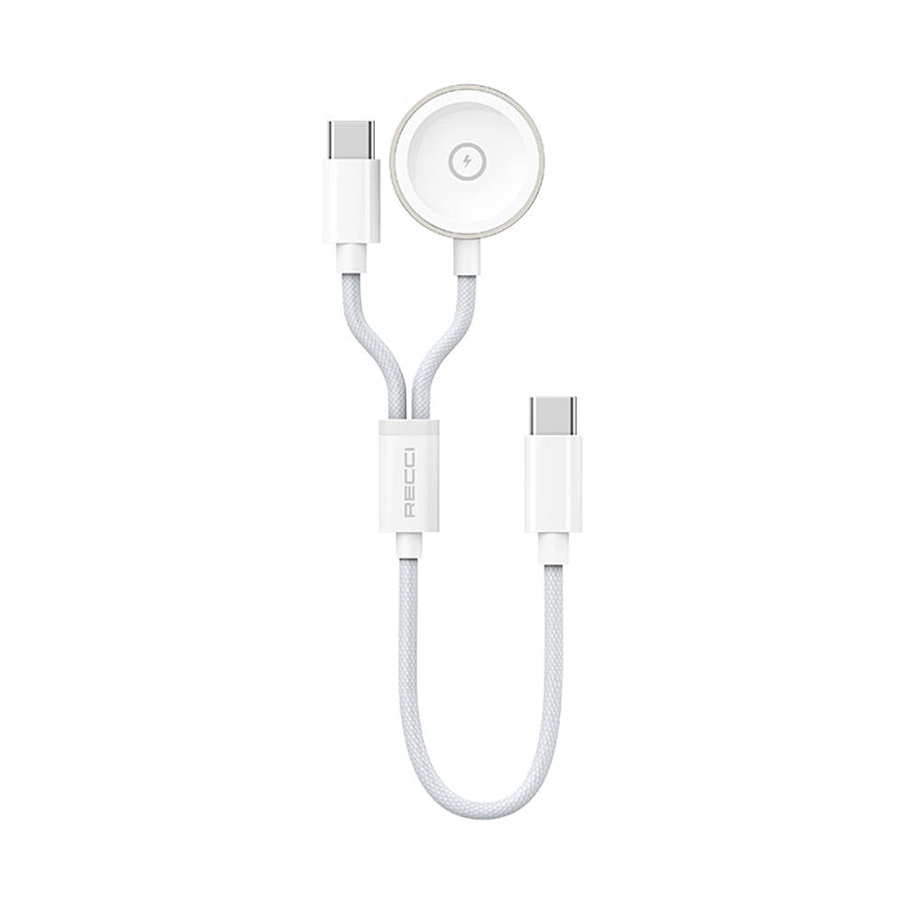 Recci RCW-39 2in1 Akıllı Saat Wireless Şarj Kablosu Beyaz
