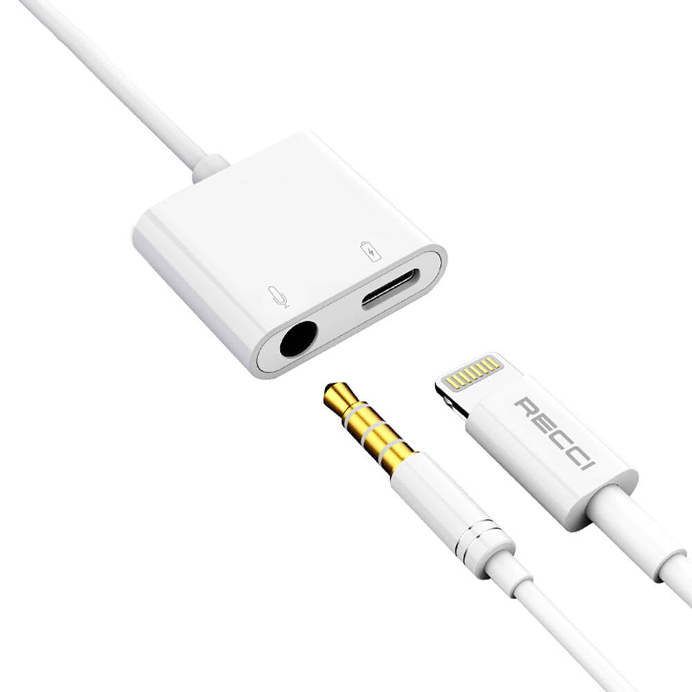 Recci RDS-A10 Lightning PD3.0 2in1 Şarj ve Ses Adaptörü Beyaz