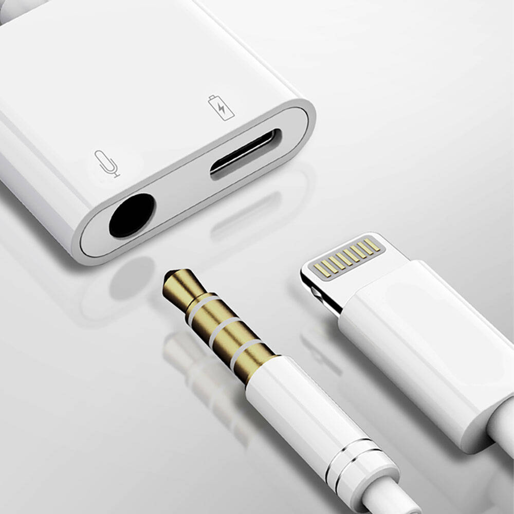 Recci RDS-A10 Lightning PD3.0 2in1 Şarj ve Ses Adaptörü Beyaz