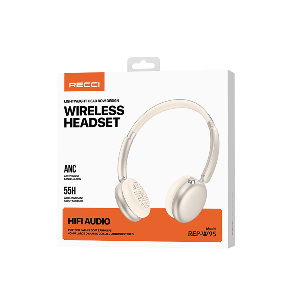 Recci REP-W95 ANC/ENC Özellikli Hi-Fi Ses Kaliteli Kulak Üstü Bluetooth v5.3 Kulaklık Siyah