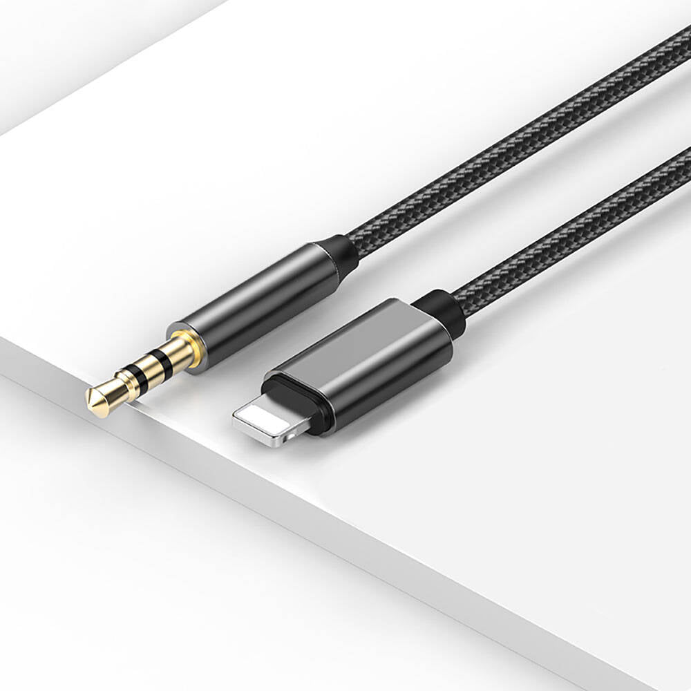 Recci RH02 Lightning to 3.5mm AUX Audio Kablo Siyah