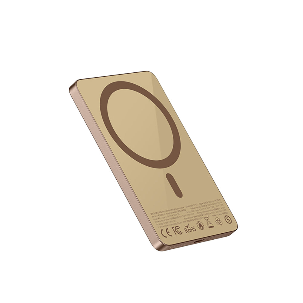 Recci RP33 PD 20W Ultra İnce Led Göstergeli Hızlı Şarj Özellikli Wireless Powerbank 15W 5000mAh Gri