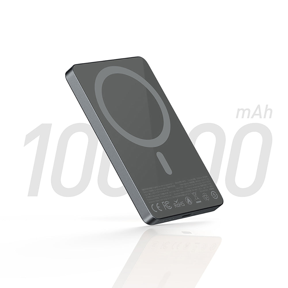 Recci RP35 PD 20W Led Göstergeli Hızlı Şarj Özellikli Wireless Powerbank 15W 10000mAh Gri