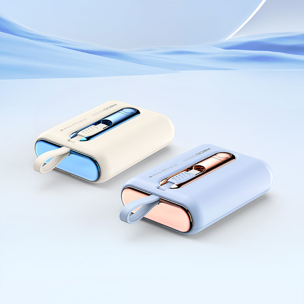 Recci RPB-P12C PD 20W Askı İpli Hızlı Şarj Özellikli Type-C Kablolu Powerbank 22.5W 10.000mAh Mavi