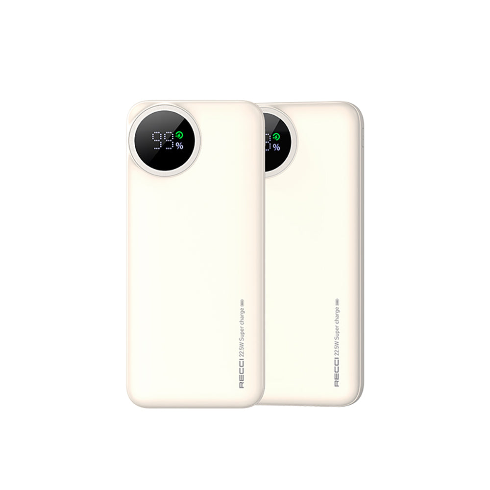 Recci RPB-P48 PD 20W Dijital LED Göstergeli Hızlı Şarj Özellikli Taşınabilir Powerbank 22.5W 10000mAh Siyah