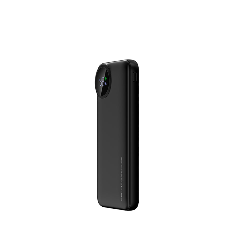 Recci RPB-P48 PD 20W Dijital LED Göstergeli Hızlı Şarj Özellikli Taşınabilir Powerbank 22.5W 10000mAh Siyah