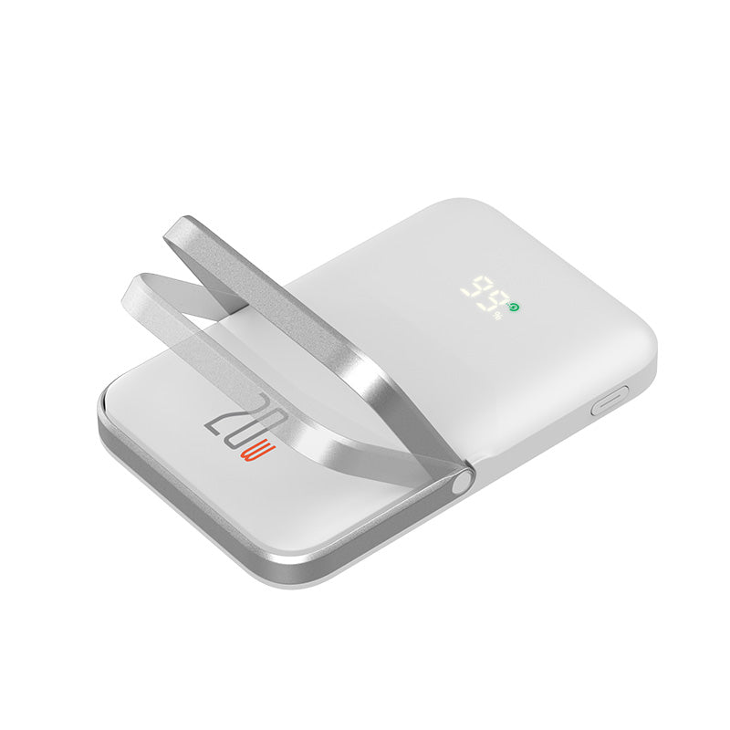 Recci W08 Metal Standlı 15W M-safe Şarj Özellikli 20W PD Hızlı Şarj Powerbank 10000mAh Siyah