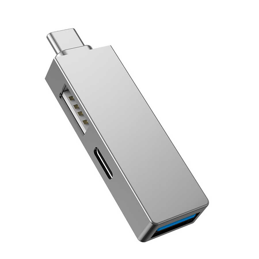 Wiwu Alpha T02 Pro 3 in 1 Type-C Hub PD Portlu Usb Çoğaltıcı Gri