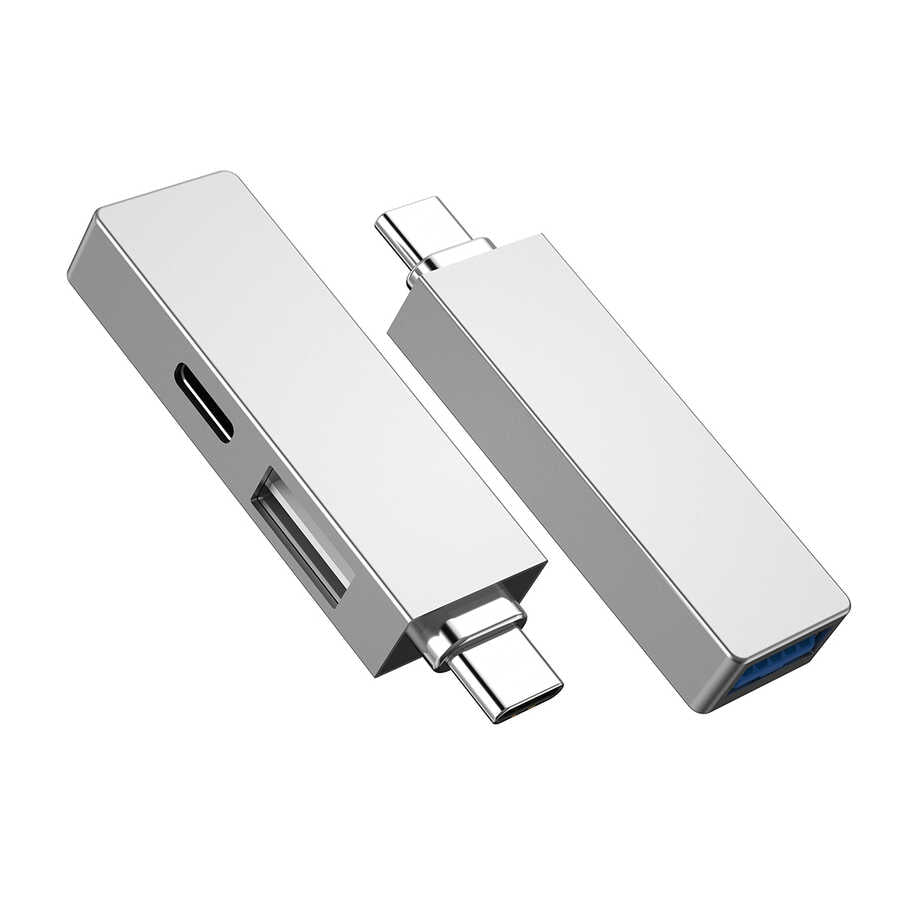 Wiwu Alpha T02 Pro 3 in 1 Type-C Hub PD Portlu Usb Çoğaltıcı Gri