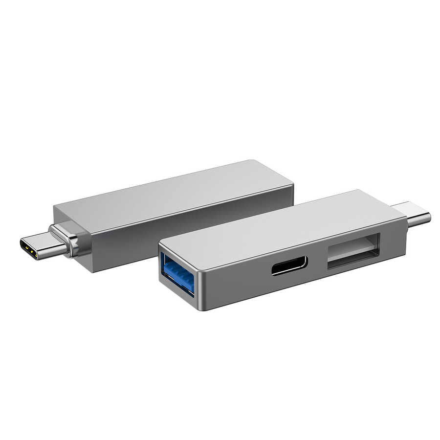 Wiwu Alpha T02 Pro 3 in 1 Type-C Hub PD Portlu Usb Çoğaltıcı Gri