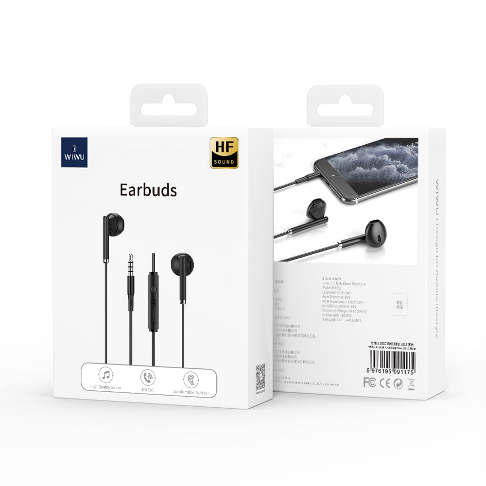 Wiwu EB312 Hi-Fi Ses Kaliteli 3.5mm Kulakiçi Kulaklık Siyah