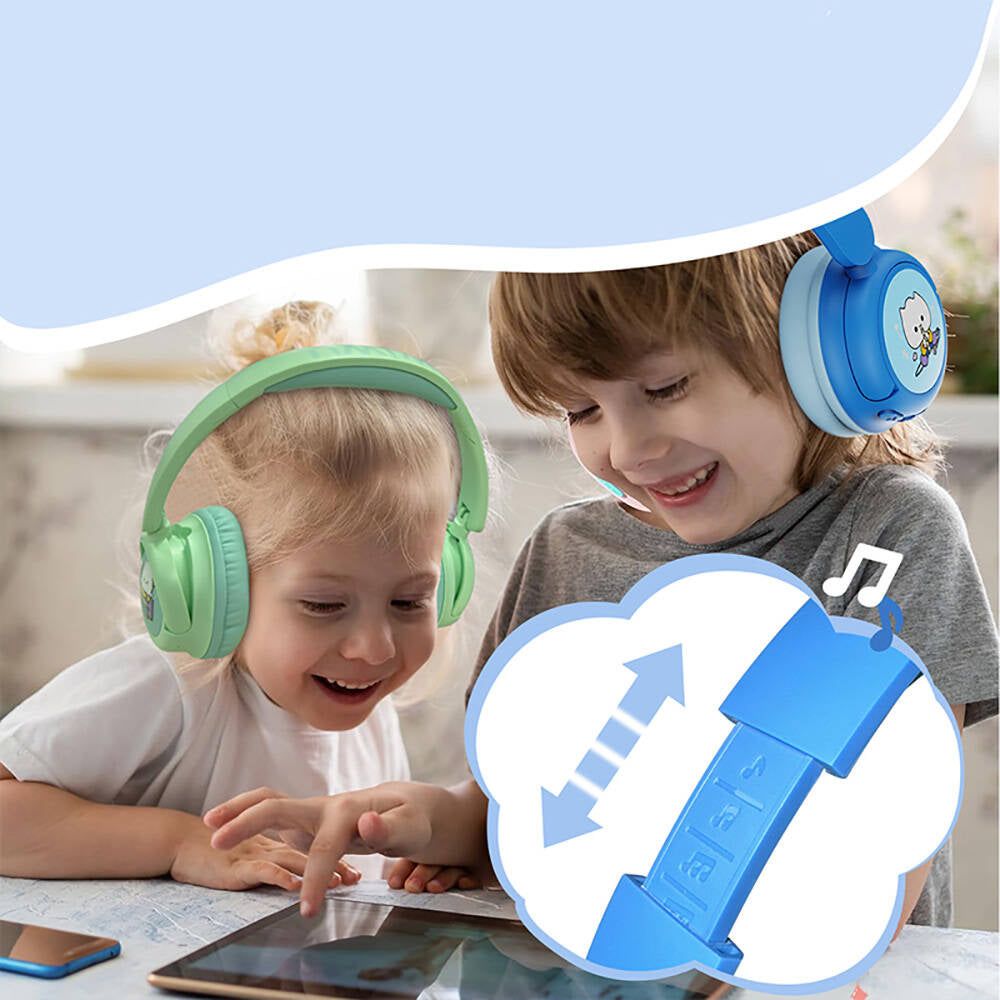 Wiwu KTD-02 Ayarlanabilir Kulak Üstü Kablolu ve Bluetooth 5.3 Çocuk Kulaklığı Mavi