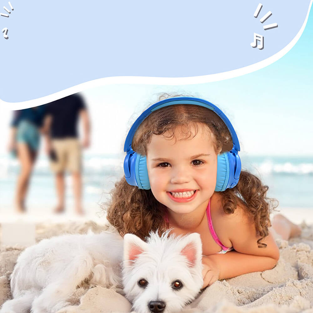 Wiwu KTD-02 Ayarlanabilir Kulak Üstü Kablolu ve Bluetooth 5.3 Çocuk Kulaklığı Mavi