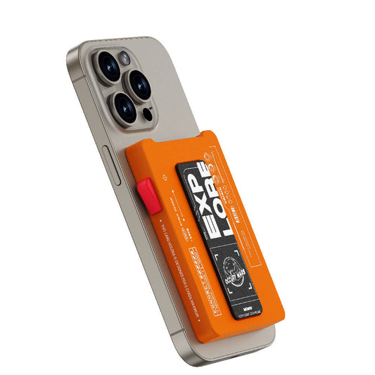 Wiwu MW-002 Pop-Up Buton Tasarımlı 6 Hazneli Magnetik Standlı Kartlık Turuncu