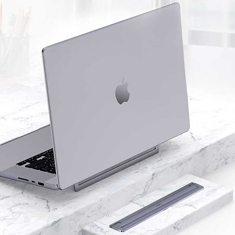 Wiwu S900 Yıkanabilir Yapıştırıcılı Mini Laptop Standı 2 Farklı Yükseklik Ayarı 11-17 inc Uyumlu Gri