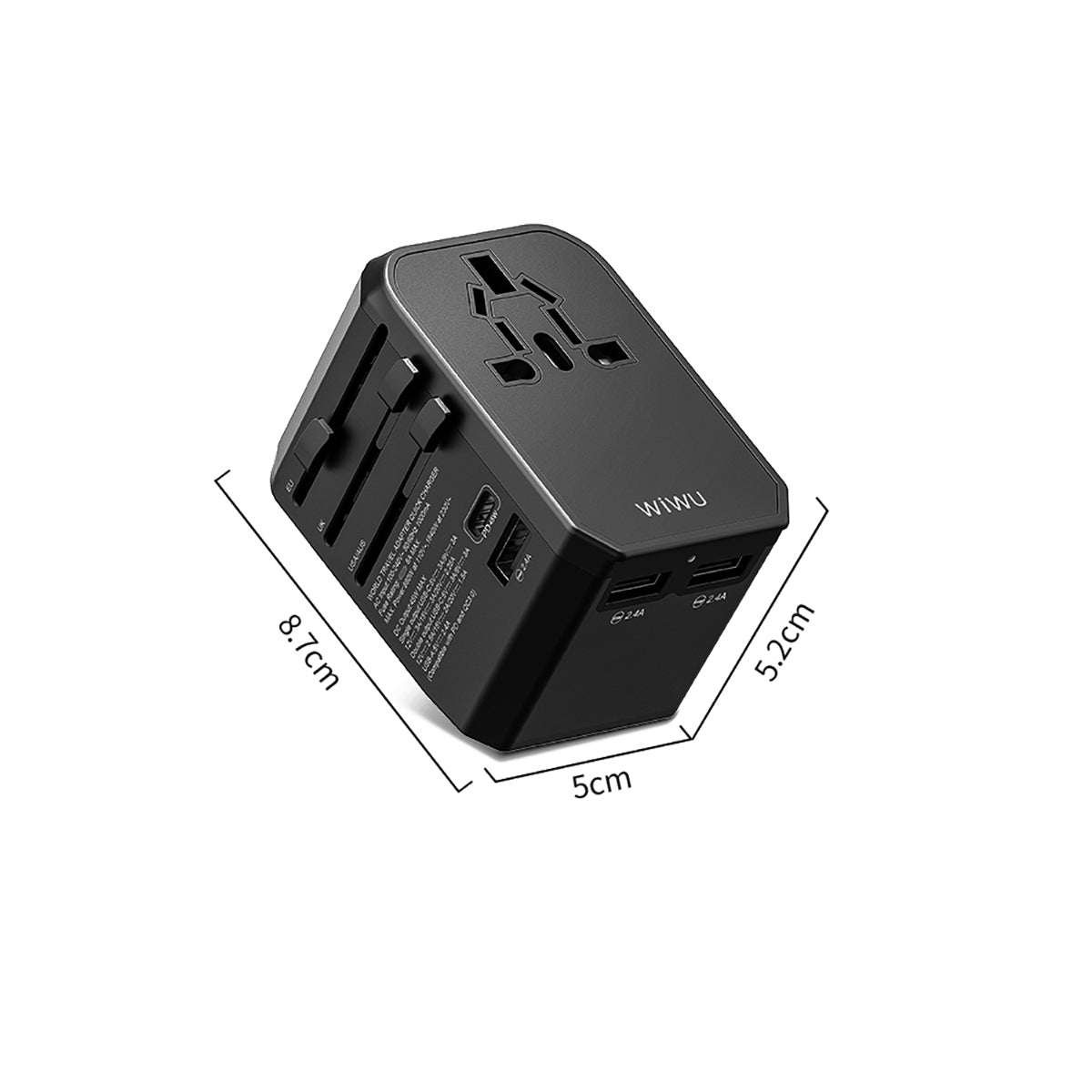 Wiwu UA-304 Çoklu Universal TR/US/UK/AUS/EU Uyumlu Şarj Adaptörü 45W Siyah