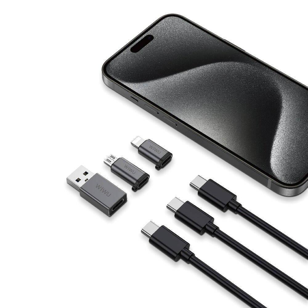 Wiwu Wi-C031 Concise Serisi 3in1 Type-C to USB-A/Micro Usb/Lightning Adaptör Paketi Gri