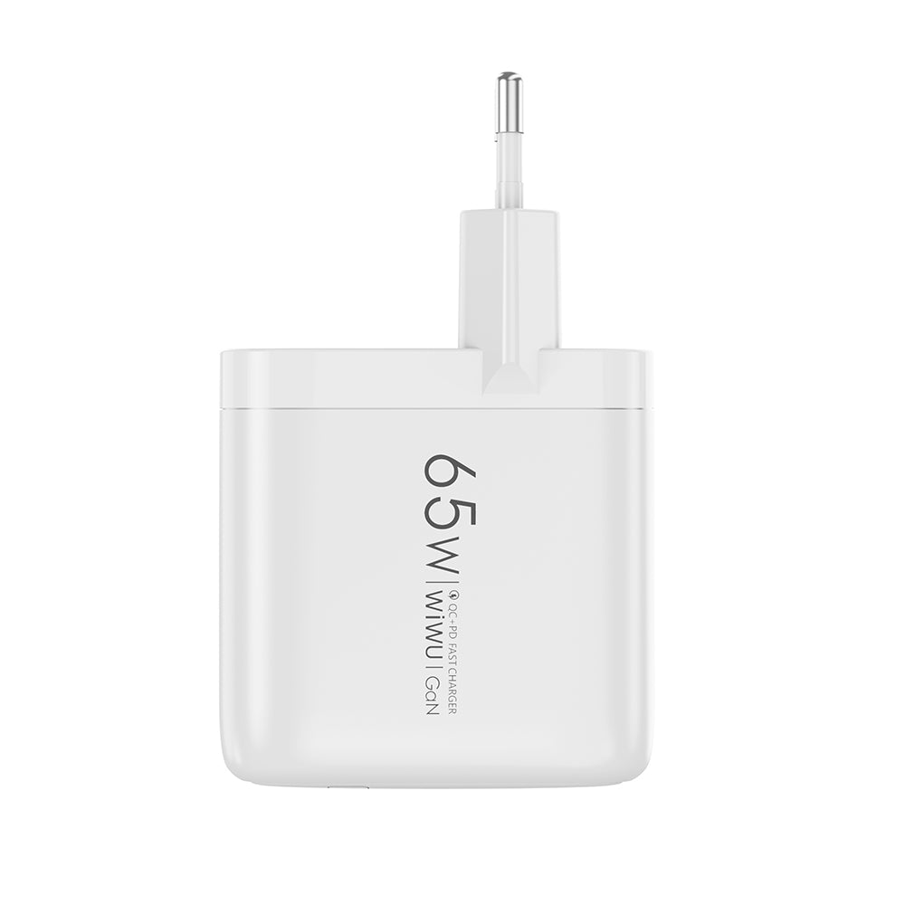 Wiwu Wi-U024 EU Serisi Dual Type-C PD & USB-A GaN Teknolojili Hızlı Şarj Başlığı 65W Beyaz