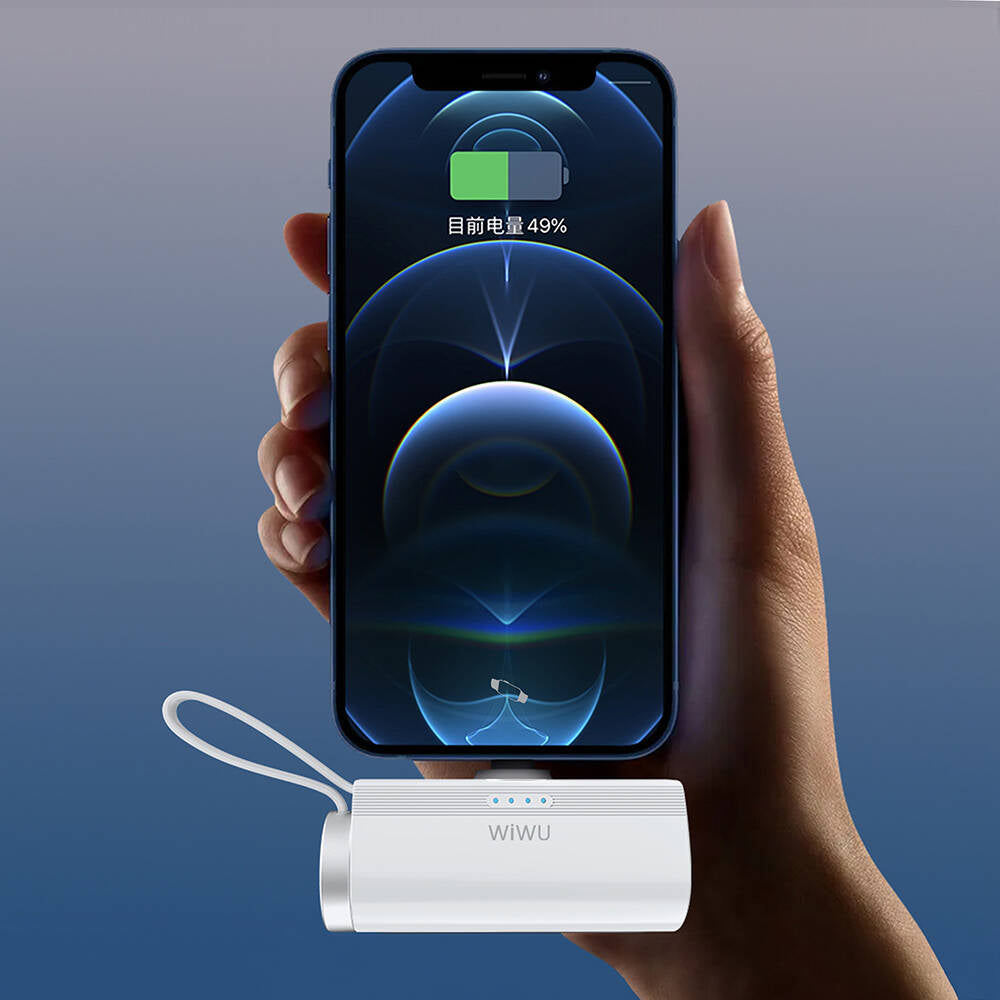 Wiwu Wi-W026 Capsule Serisi 2in1 Mini Taşınabilir Standlı Askılı Type-C PD Powerbank 5000mAh Beyaz
