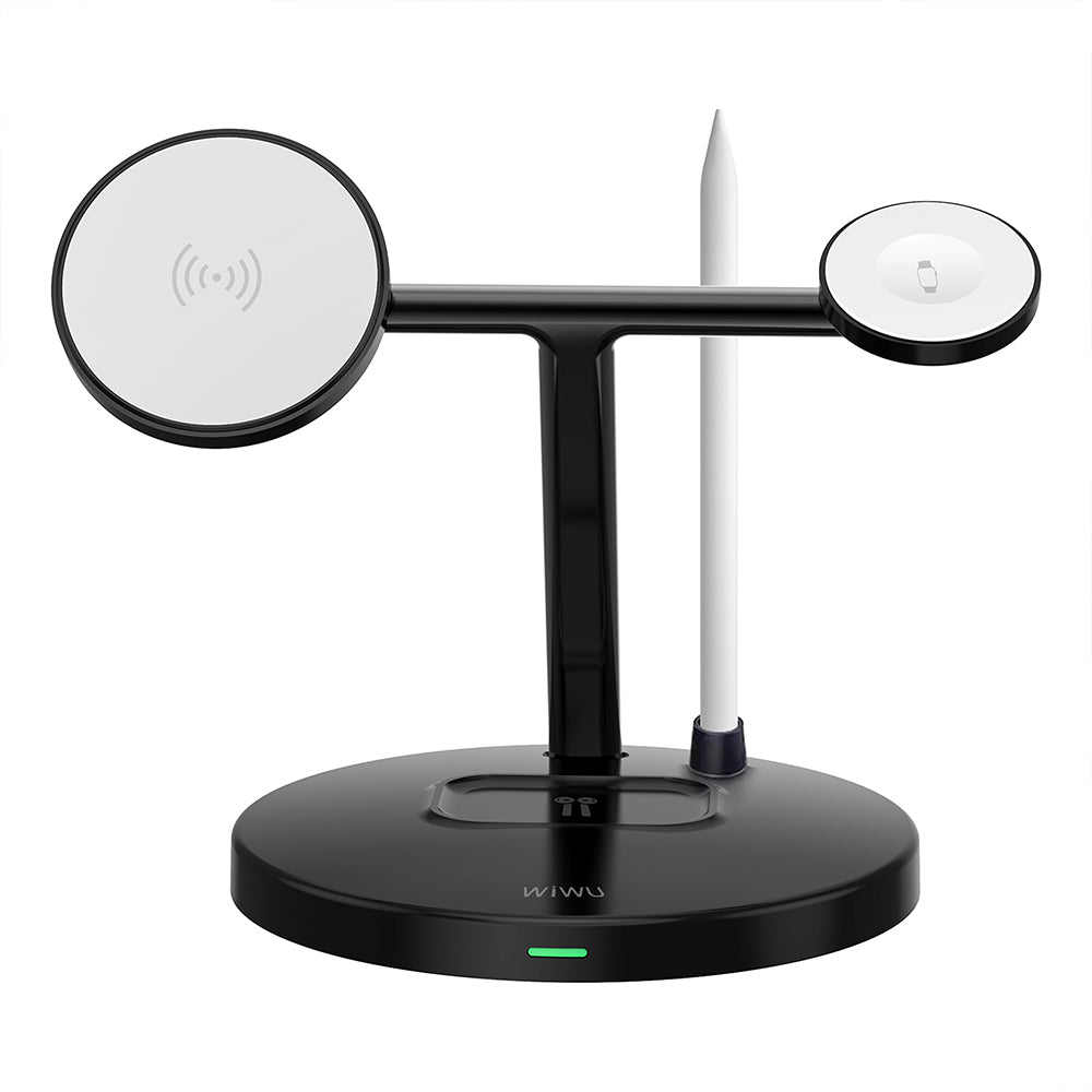 Wiwu Wi-W032 4 in 1 Magnetik Hızlı Şarj Özellikli Kablosuz Şarj Standı 15W Siyah
