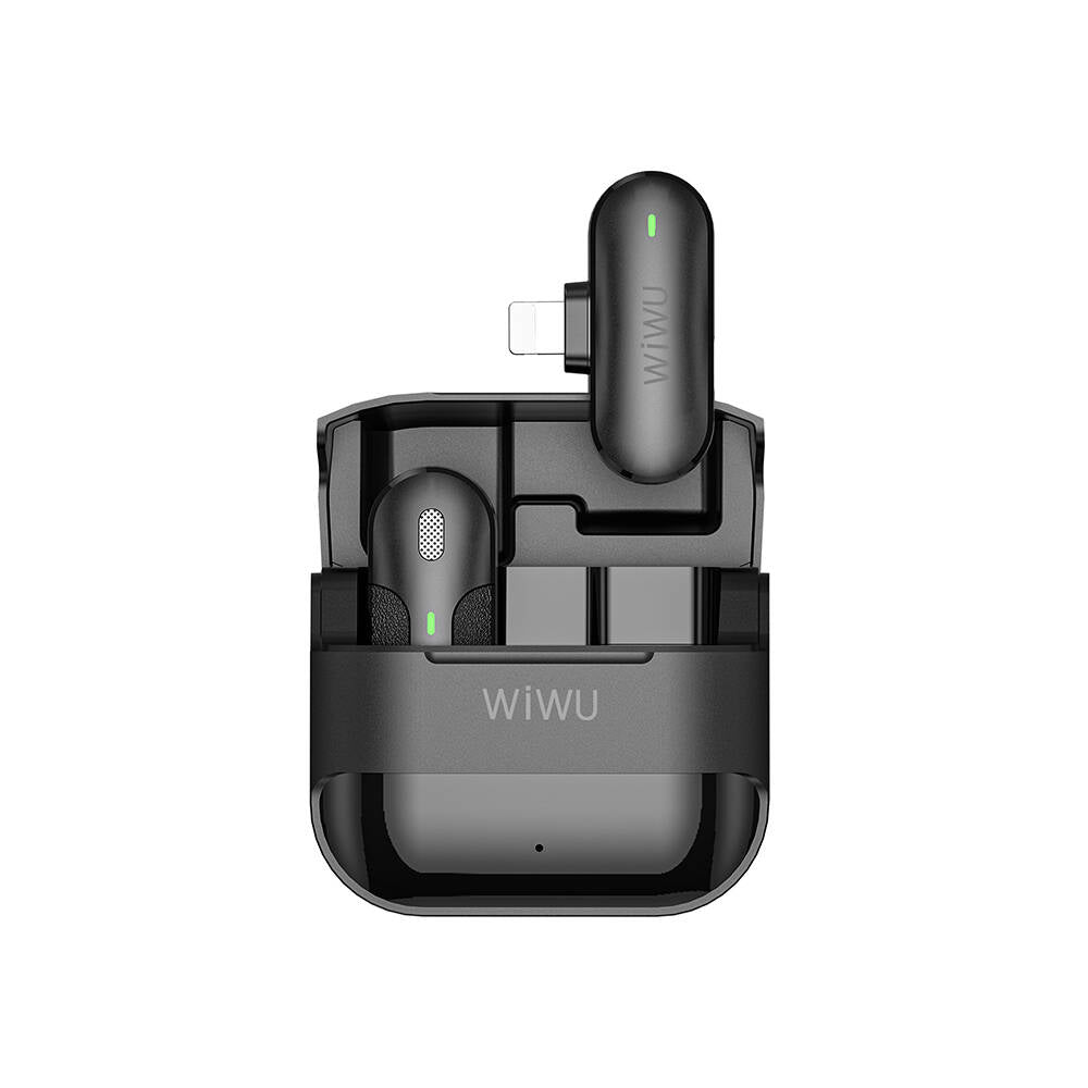 Wiwu Wi-WM001 Lightning Şarj Portlu Kablosuz Yaka Mikrofonu Siyah