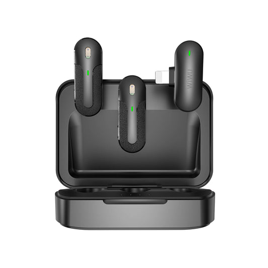 Wiwu Wi-WM002 Lightning Şarj Portlu Kablosuz Yaka Mikrofonu Siyah