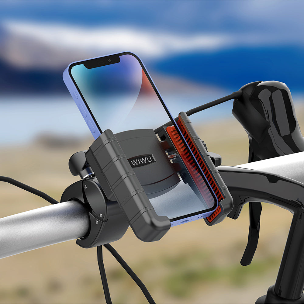 Wiwu Wi-ZC002 Sarsıntı Önleyici 360° Derece Dönebilen Ayarlanabilir Motosiklet ve Bisiklet Telefon Tutucu Siyah