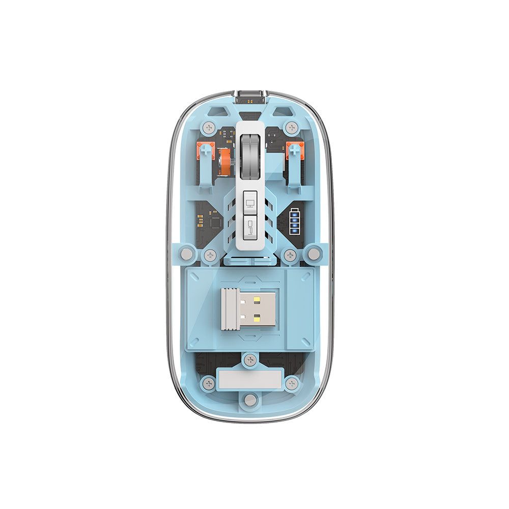 Wiwu WM105 Crystal RGB Led Işıklandırmalı Şeffaf Tasarım Mouse Gri