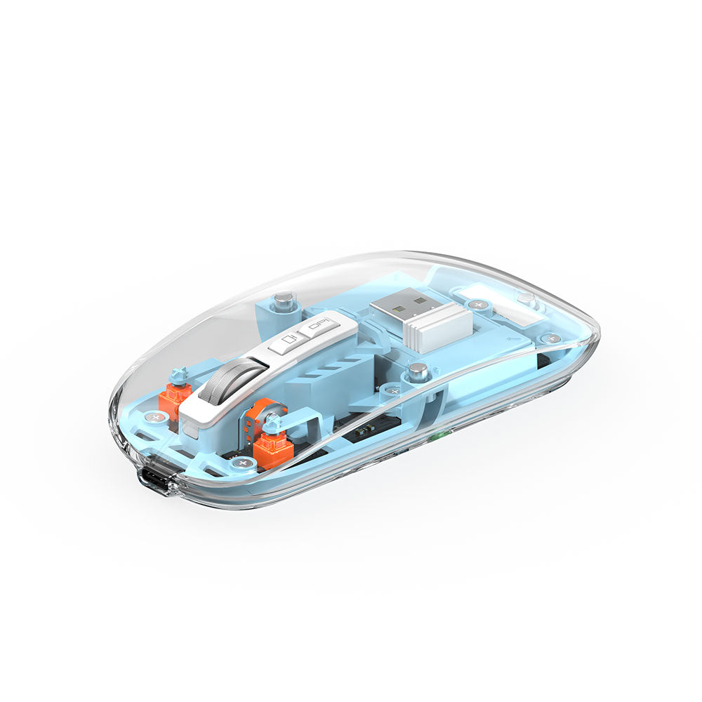 Wiwu WM105 Crystal RGB Led Işıklandırmalı Şeffaf Tasarım Mouse Mavi