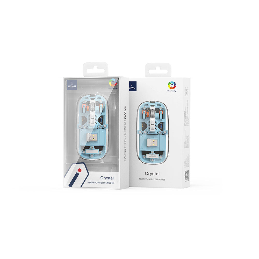 Wiwu WM105 Crystal RGB Led Işıklandırmalı Şeffaf Tasarım Mouse Mavi