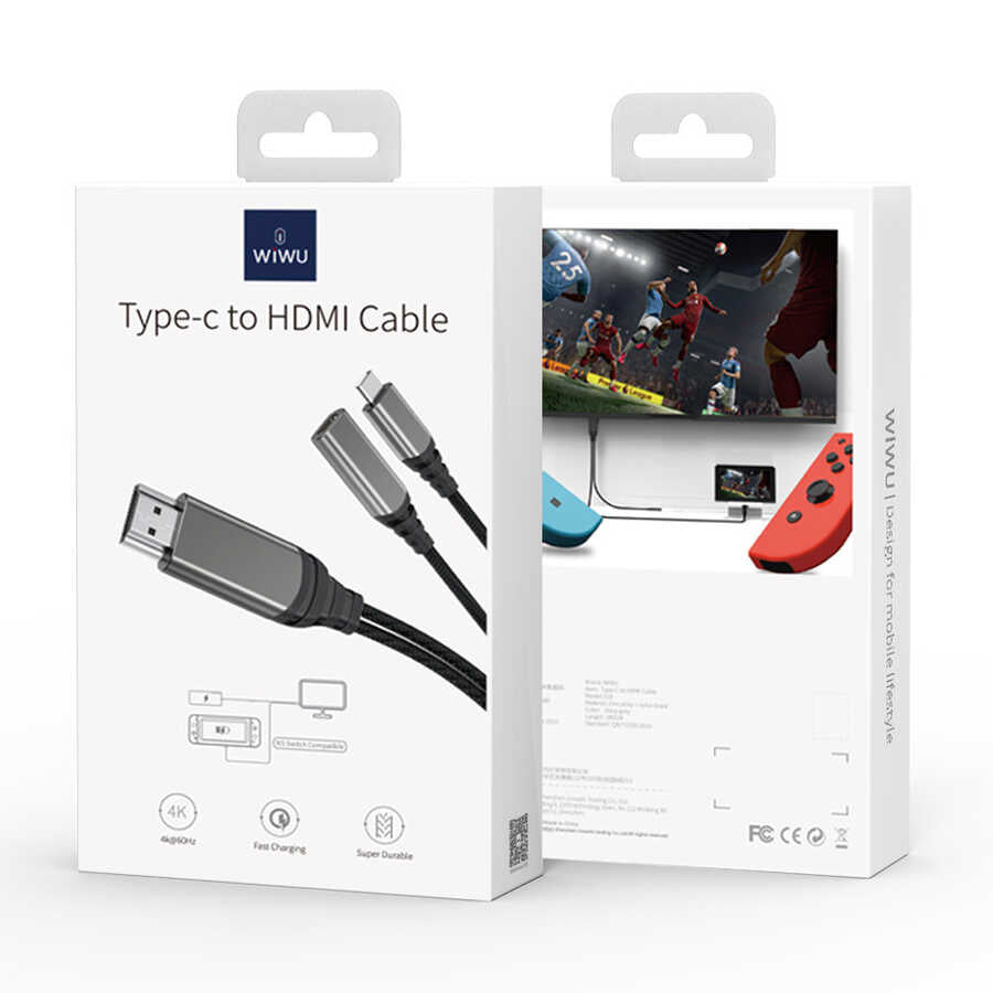 Wiwu X10 Type-C to HDMI Kablo Gri