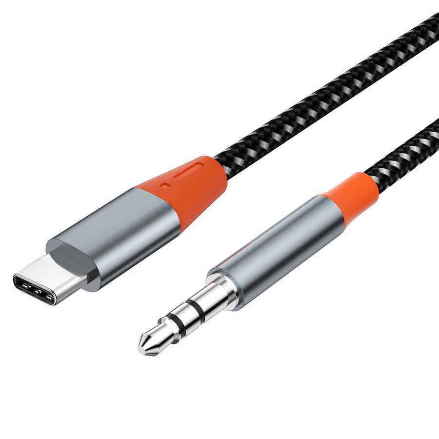 Wiwu YP07 Type-C To 3.5mm Aux Audio Ses Kablosu 1.2M Gri