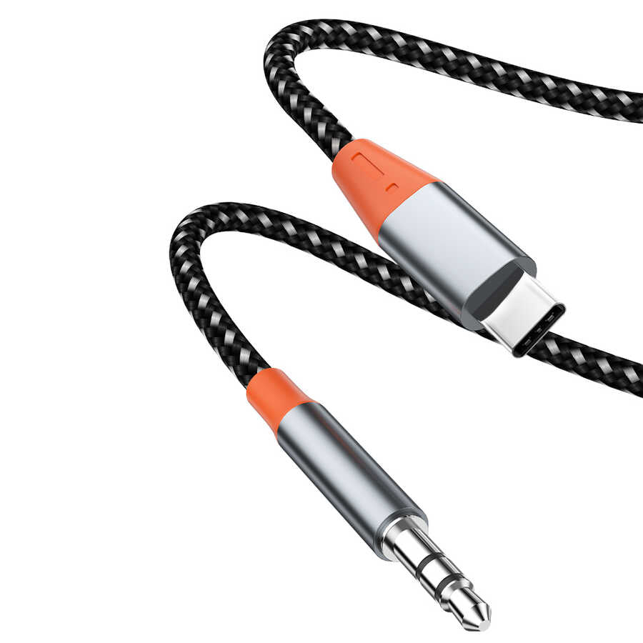 Wiwu YP07 Type-C To 3.5mm Aux Audio Ses Kablosu 1.2M Gri