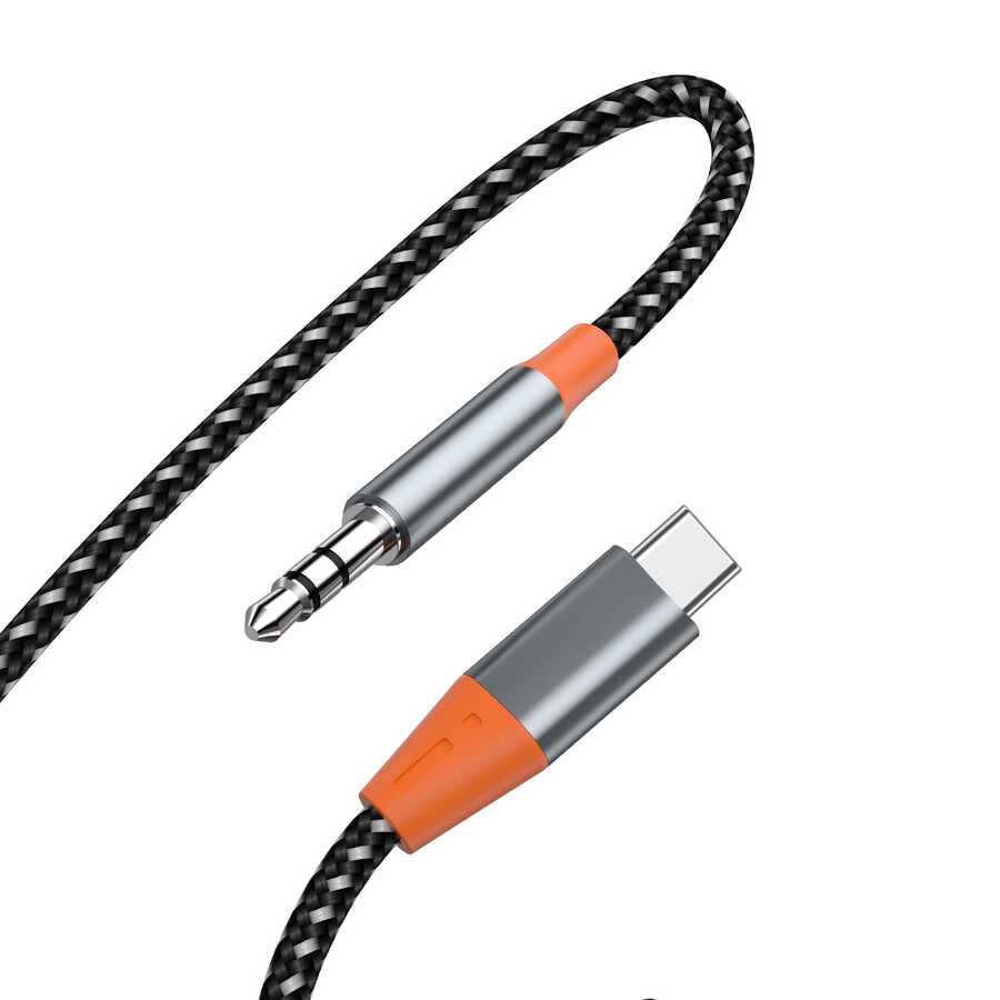 Wiwu YP07 Type-C To 3.5mm Aux Audio Ses Kablosu 1.2M Gri
