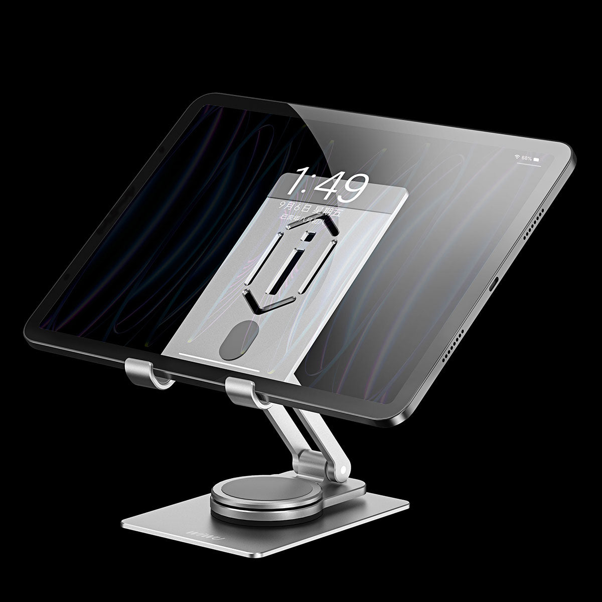 Wiwu ZM107 Taşınabilir Katlanabilir 360 Dönebilen Metal Telefon ve Tablet Standı Gümüş