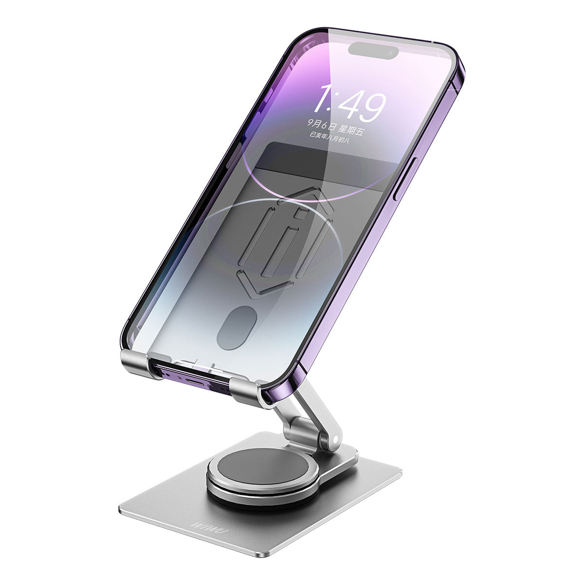 Wiwu ZM107 Taşınabilir Katlanabilir 360 Dönebilen Metal Telefon ve Tablet Standı Gümüş