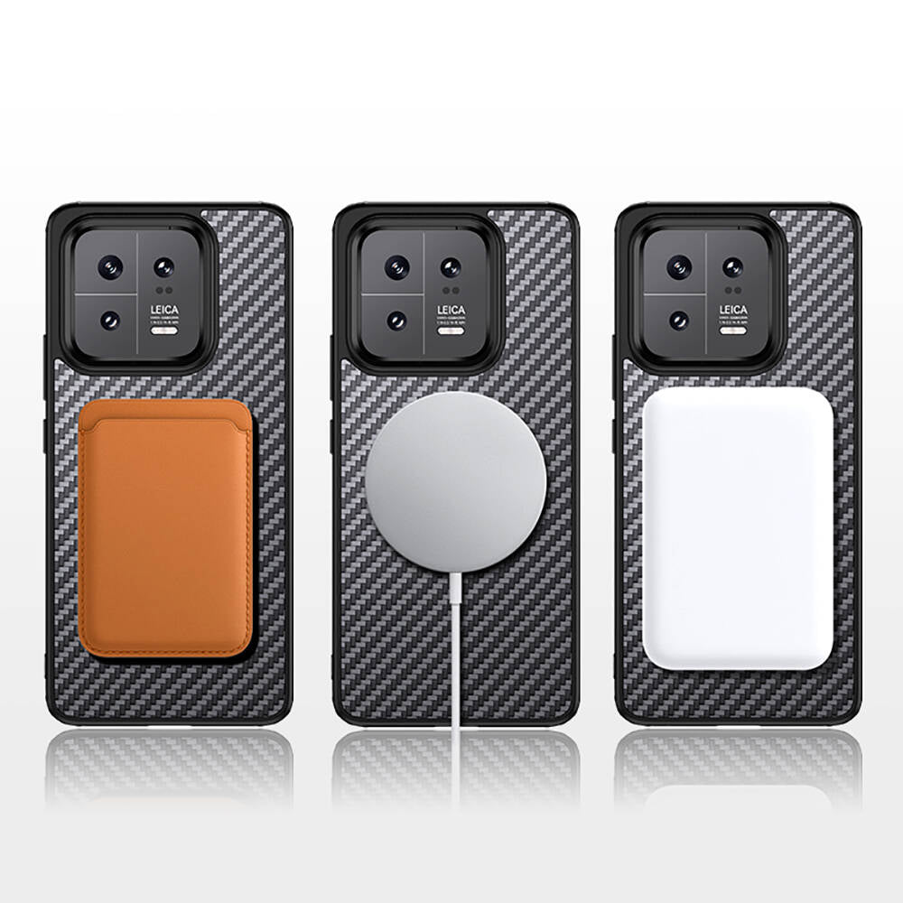 Xiaomi Mi 13 Kılıf Aramid Karbon Fiber M-safe Özellikli Wlons Radison Kapak Siyah