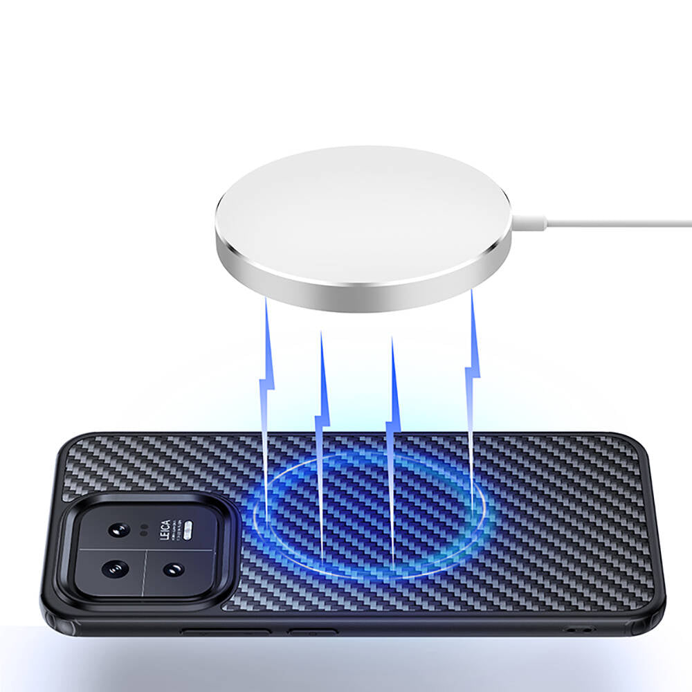Xiaomi Mi 13 Kılıf Aramid Karbon Fiber M-safe Özellikli Wlons Radison Kapak Siyah