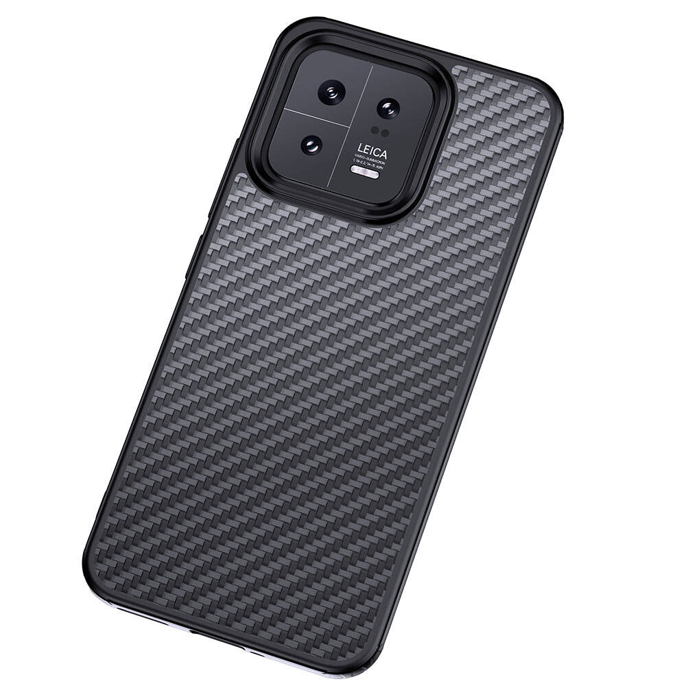 Xiaomi Mi 13 Kılıf Aramid Karbon Fiber M-safe Özellikli Wlons Radison Kapak Siyah