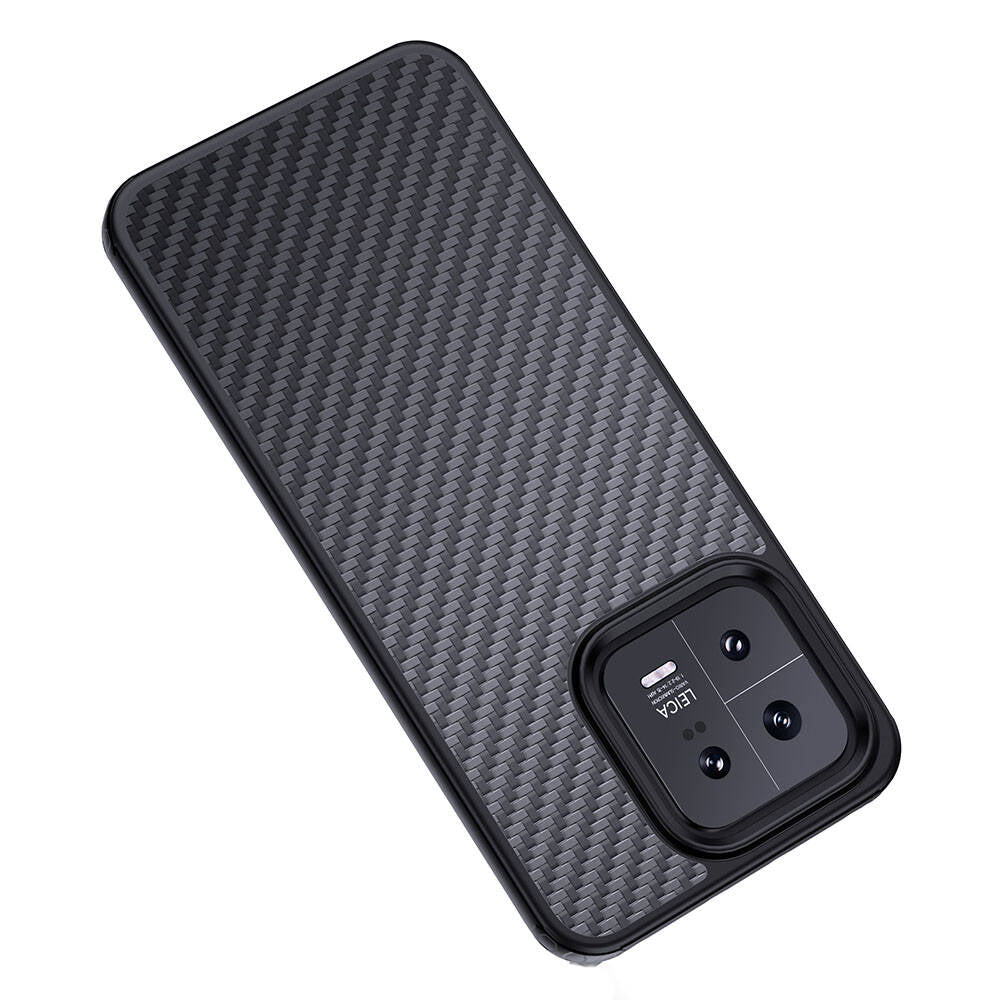 Xiaomi Mi 13 Kılıf Aramid Karbon Fiber M-safe Özellikli Wlons Radison Kapak Siyah