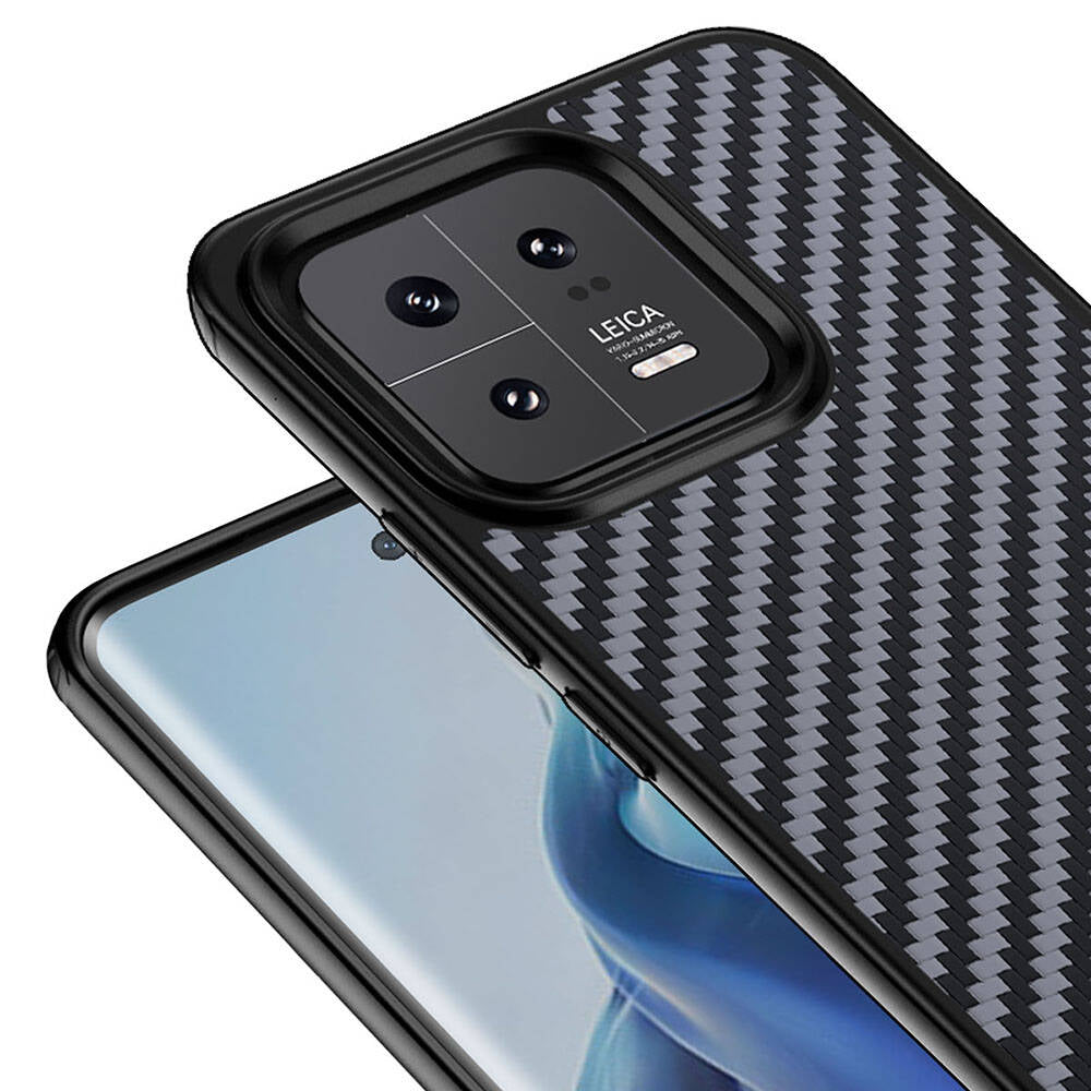 Xiaomi Mi 13 Kılıf Aramid Karbon Fiber M-safe Özellikli Wlons Radison Kapak Siyah