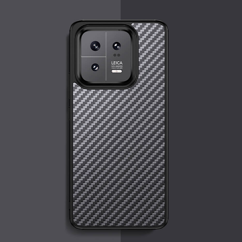 Xiaomi Mi 13 Kılıf Aramid Karbon Fiber M-safe Özellikli Wlons Radison Kapak Siyah