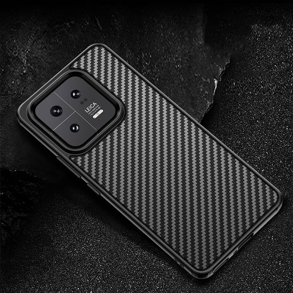 Xiaomi Mi 13 Pro Kılıf Aramid Karbon Fiber M-safe Özellikli Wlons Radison Kapak Siyah