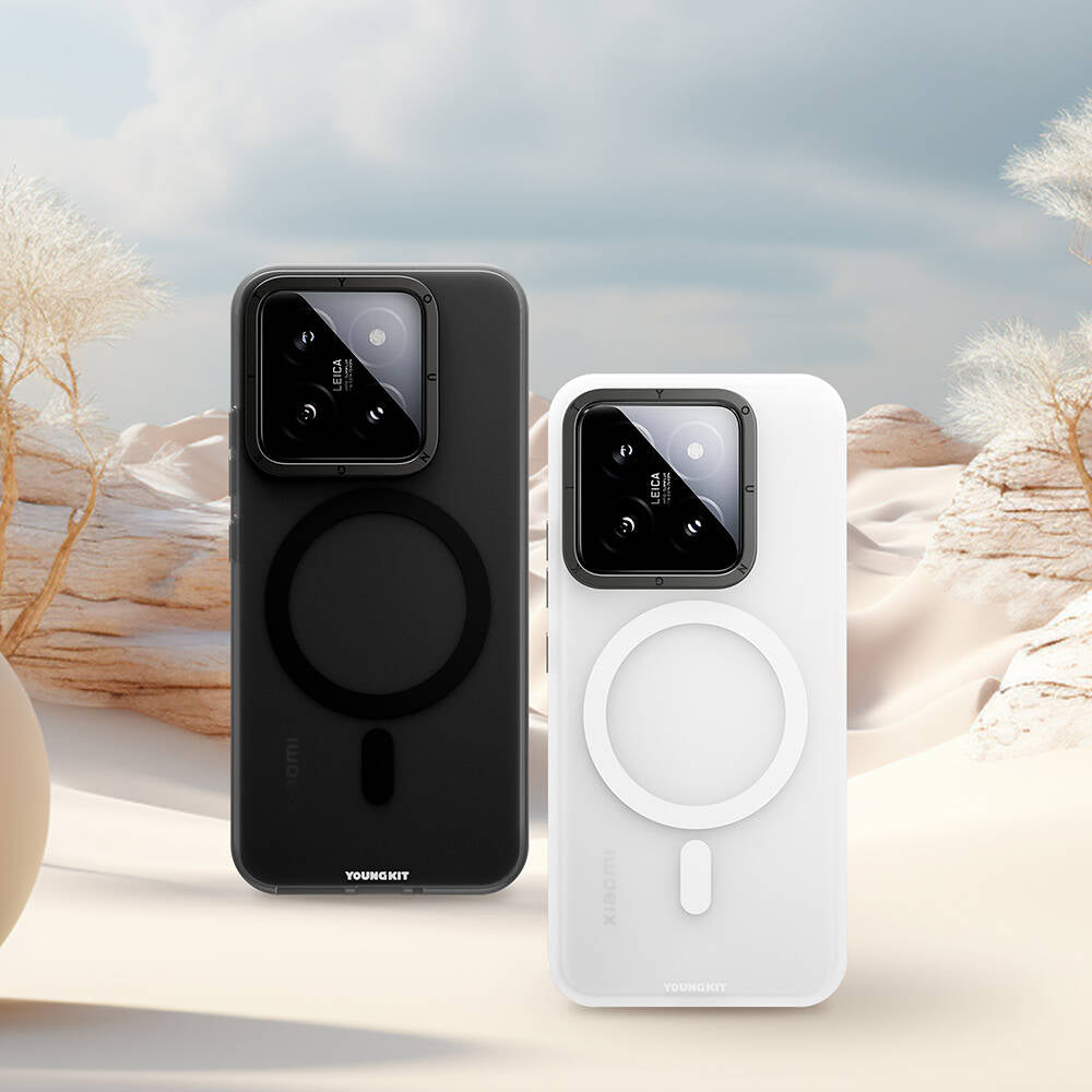 Xiaomi Mi 14 Kılıf M-safe Şarj Özellikli Youngkit Hidden Sand Serisi Kapak Beyaz
