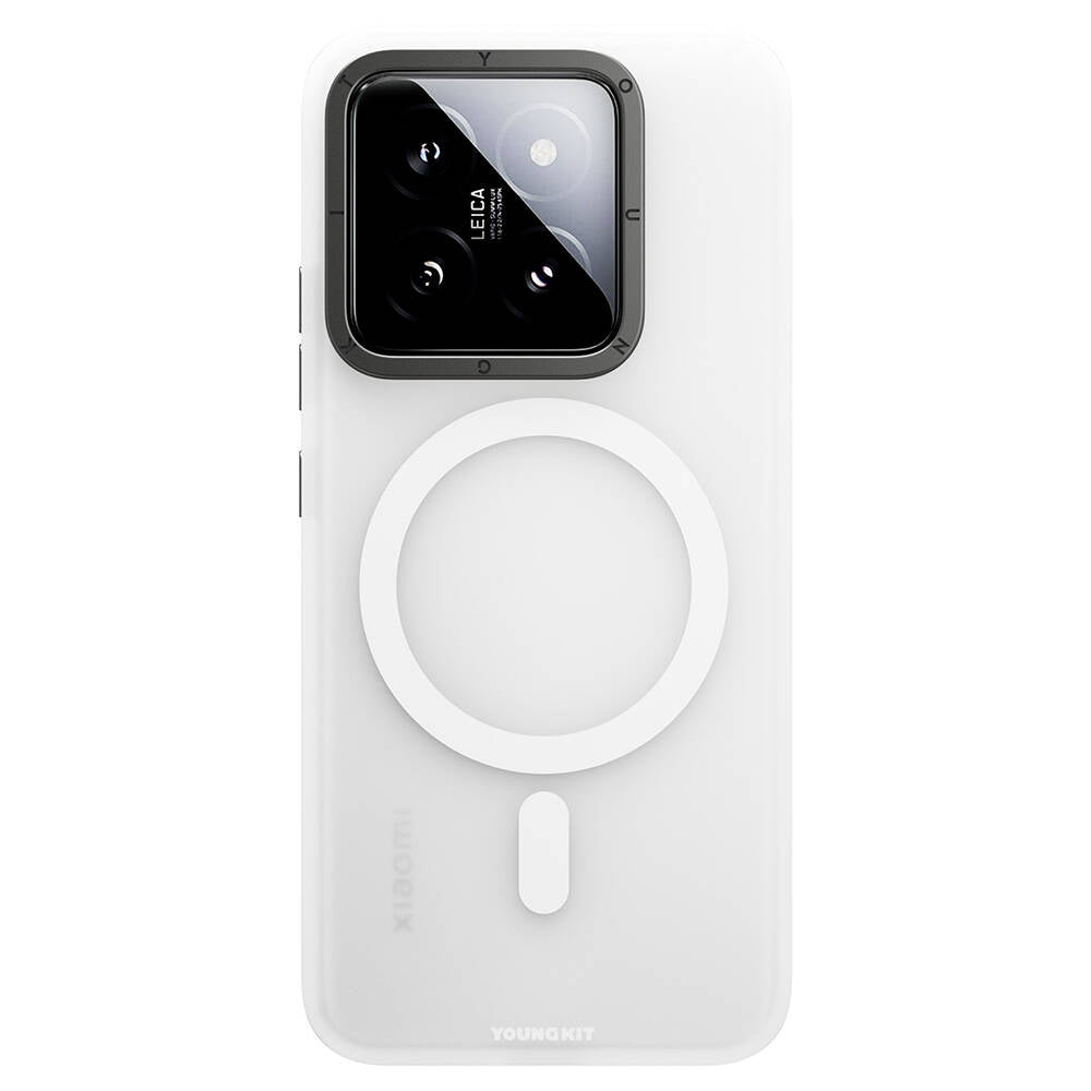 Xiaomi Mi 14 Kılıf M-safe Şarj Özellikli Youngkit Hidden Sand Serisi Kapak Beyaz