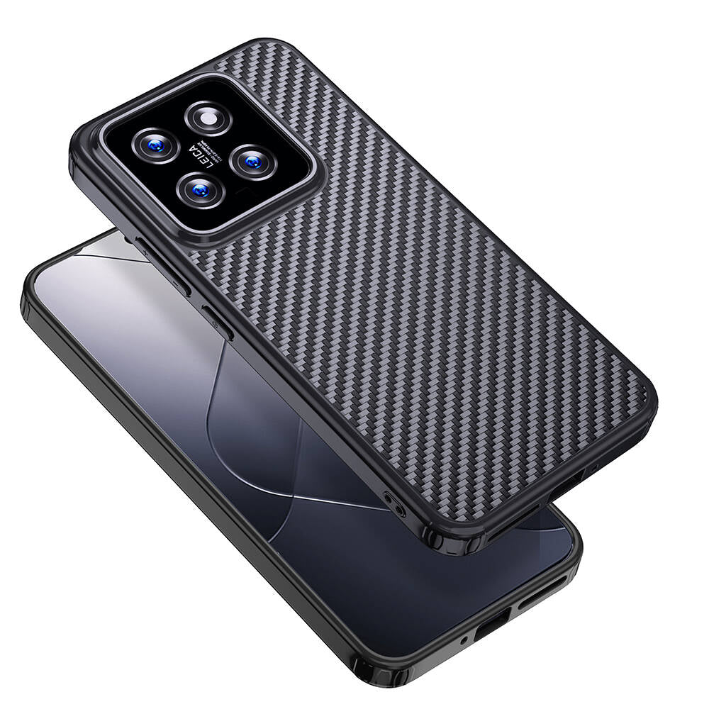 Xiaomi Mi 14 Pro Kılıf Aramid Karbon Fiber M-safe Özellikli Wlons Radison Kapak Siyah