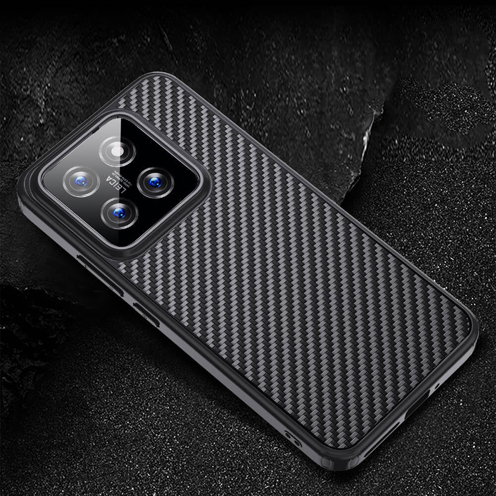Xiaomi Mi 14 Pro Kılıf Aramid Karbon Fiber M-safe Özellikli Wlons Radison Kapak Siyah